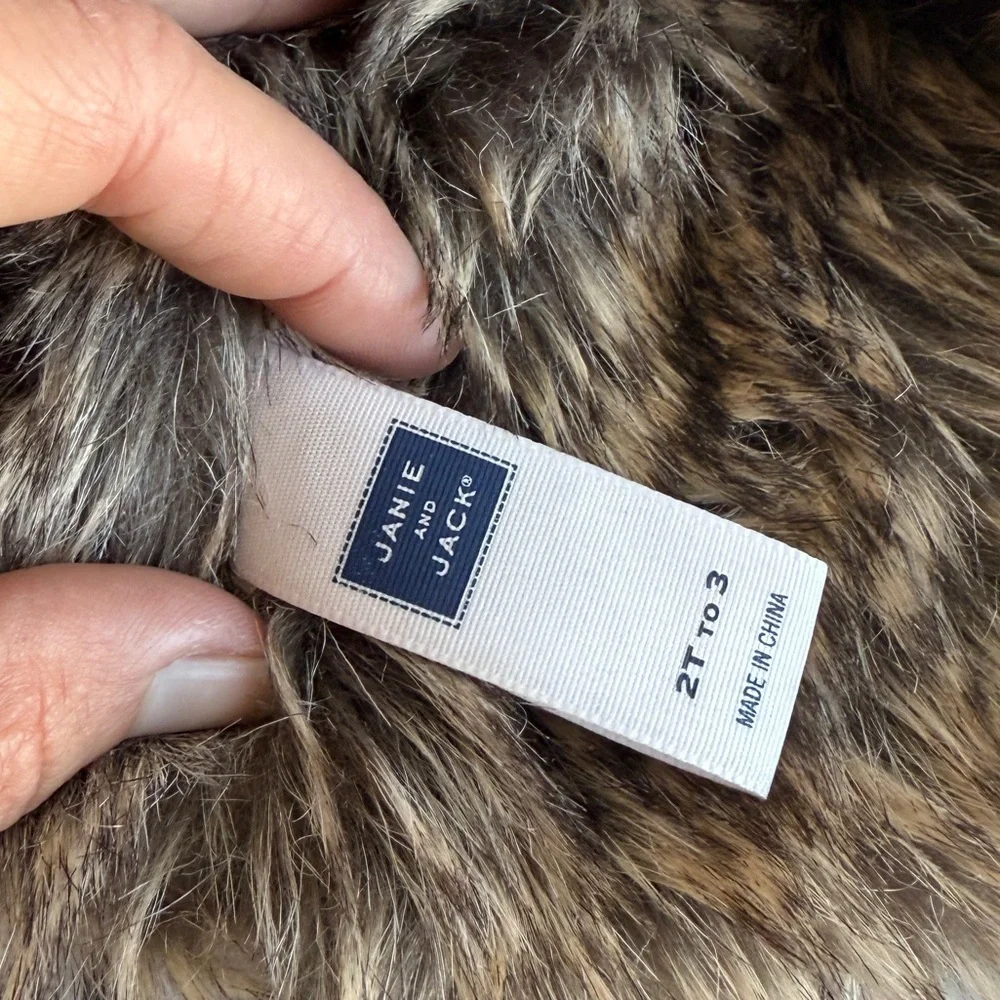 Janie & Jack Fair Isle Trapper Hat Faux Fur Sz 2-3T
